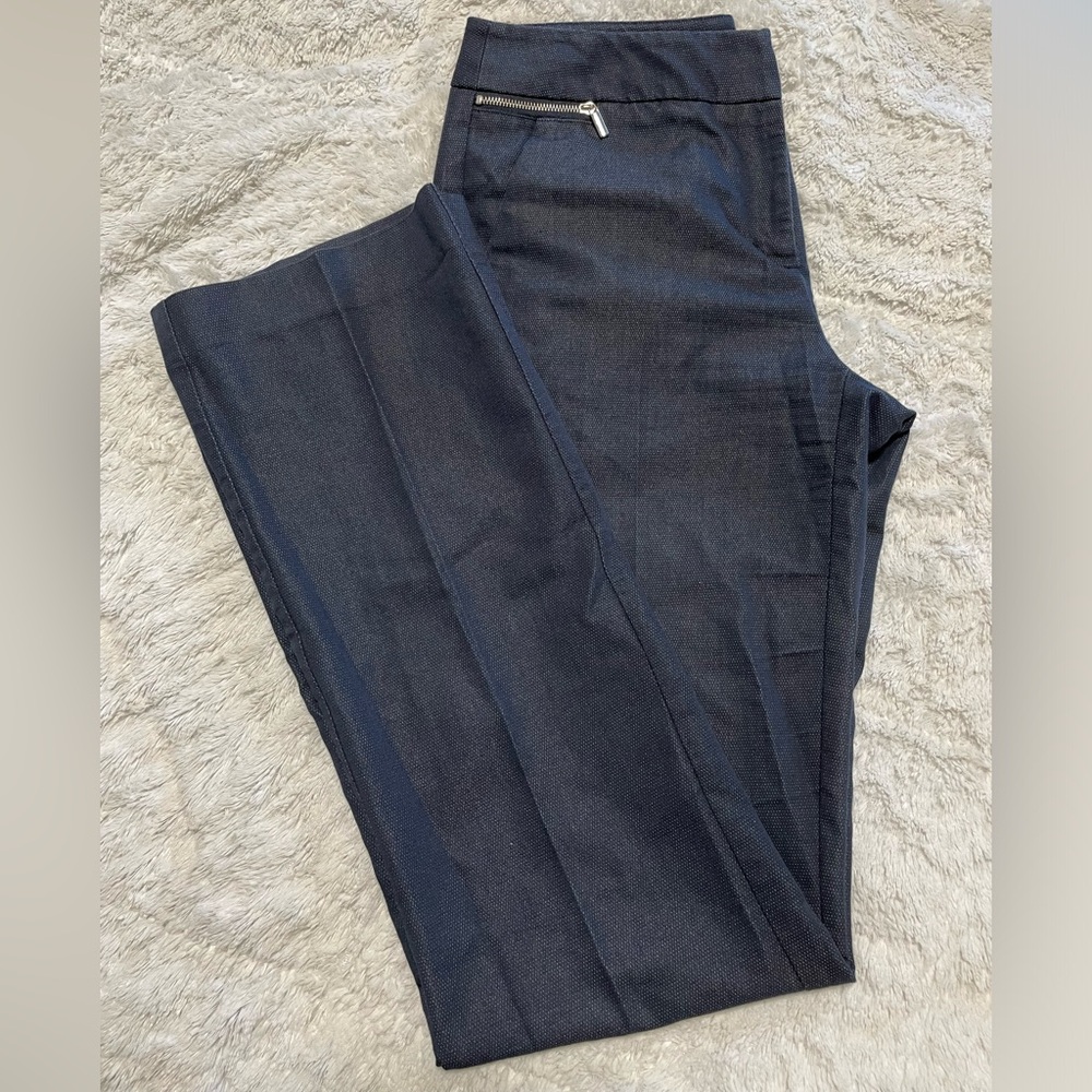 7th Avenue NY&C Suiting Collection 4 Pocket Zipper Details Wide Leg Dress Pants